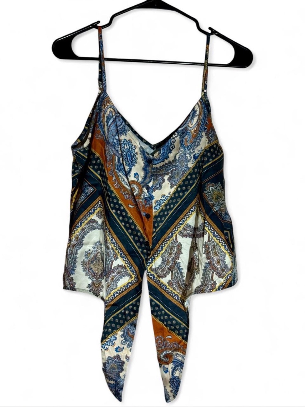 H&M Paisley Scarf Print Tie Front Cami Size 8